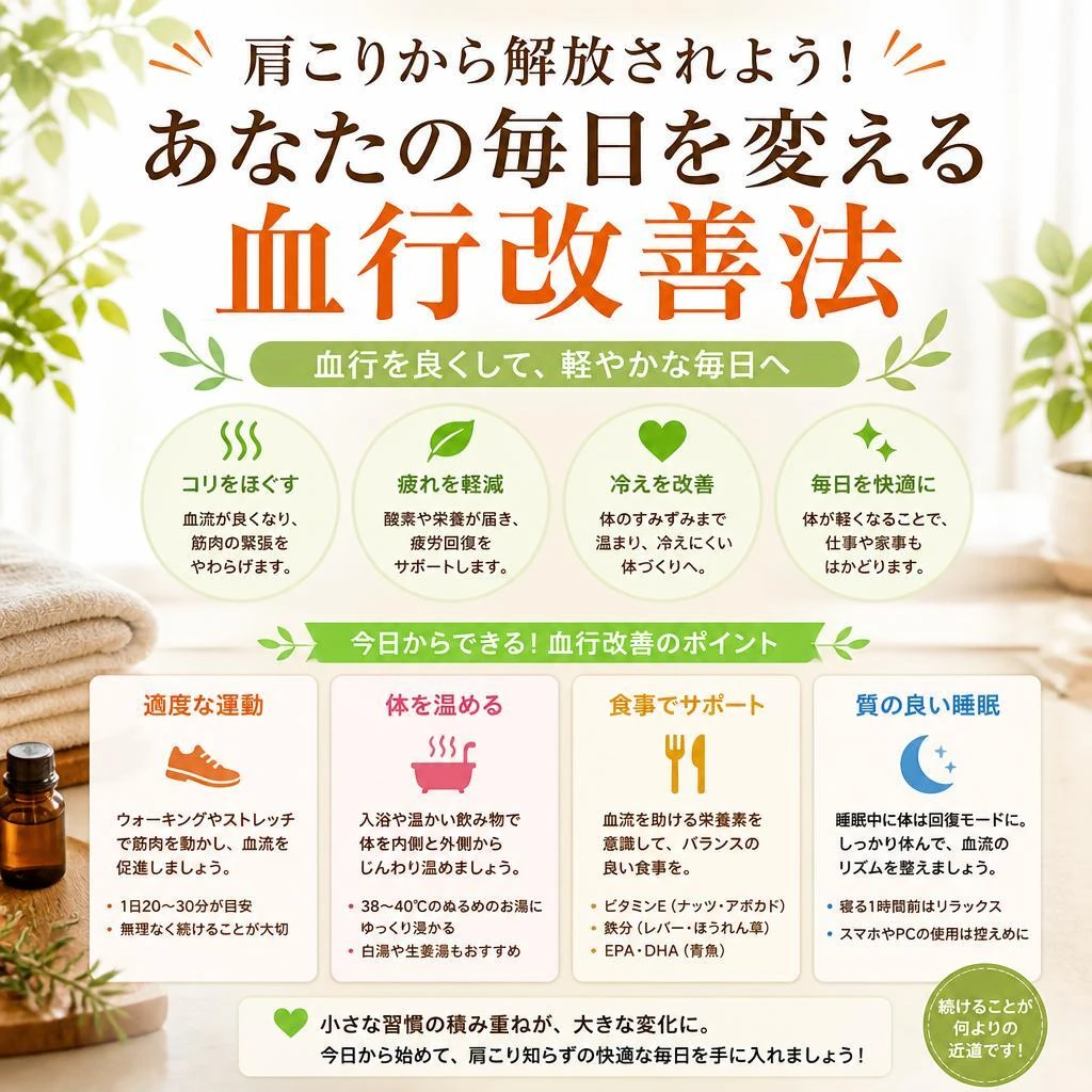 肩こりから解放されよう！あなたの毎日を変える血行改善法