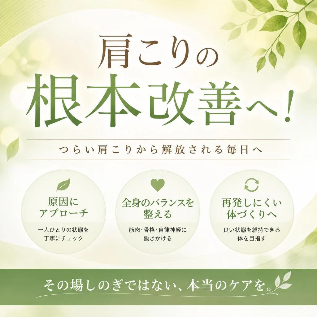肩こりの根本改善へ！