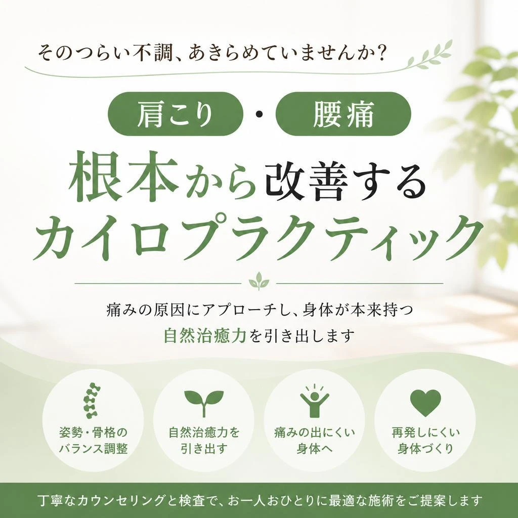 肩こり・腰痛、根本から改善するカイロプラクティック