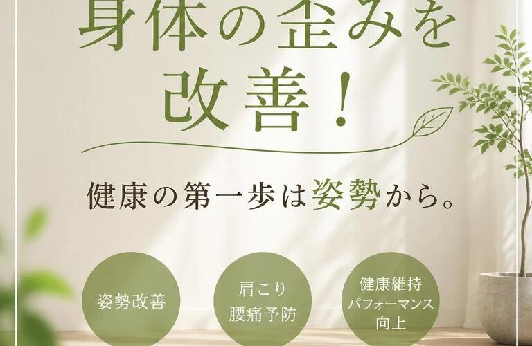身体の歪みを改善！健康の第一歩は姿勢から。
