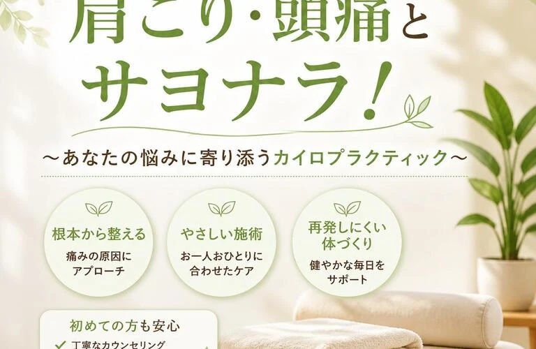 肩こり・頭痛とサヨナラ！～あなたの悩みに寄り添うカイロプラクティック～