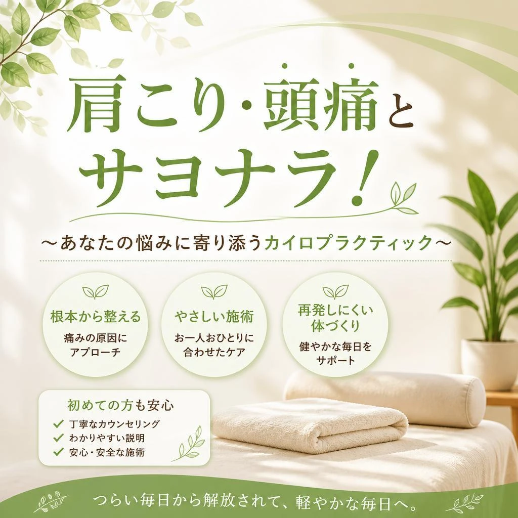 肩こり・頭痛とサヨナラ！～あなたの悩みに寄り添うカイロプラクティック～