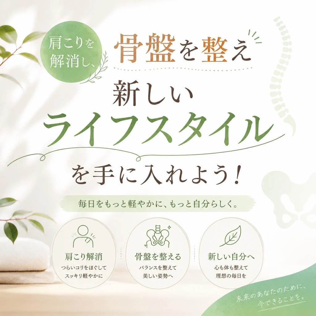 肩こりを解消し、骨盤を整え新しいライフスタイルを手に入れよう！