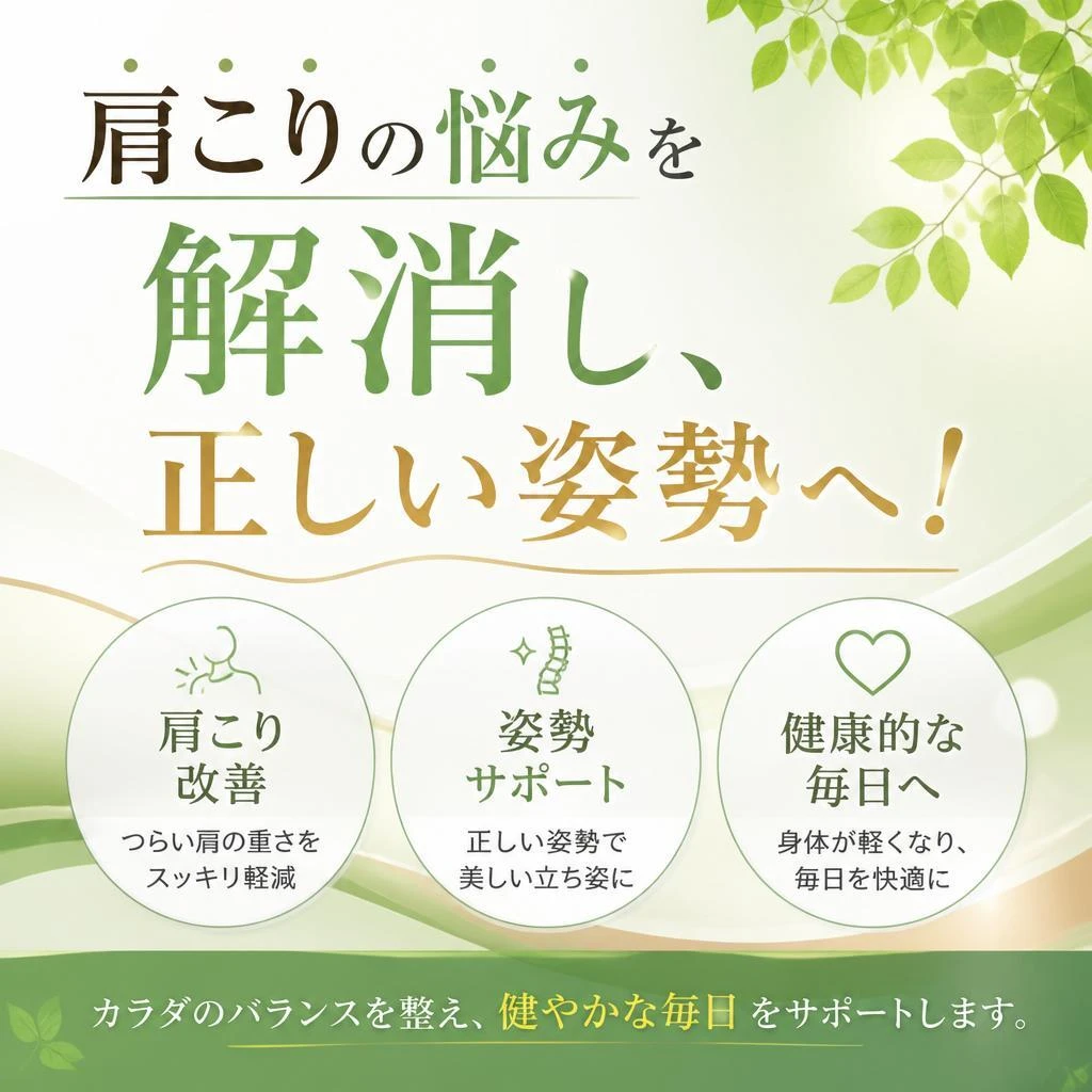 肩こりの悩みを解消し、正しい姿勢へ！