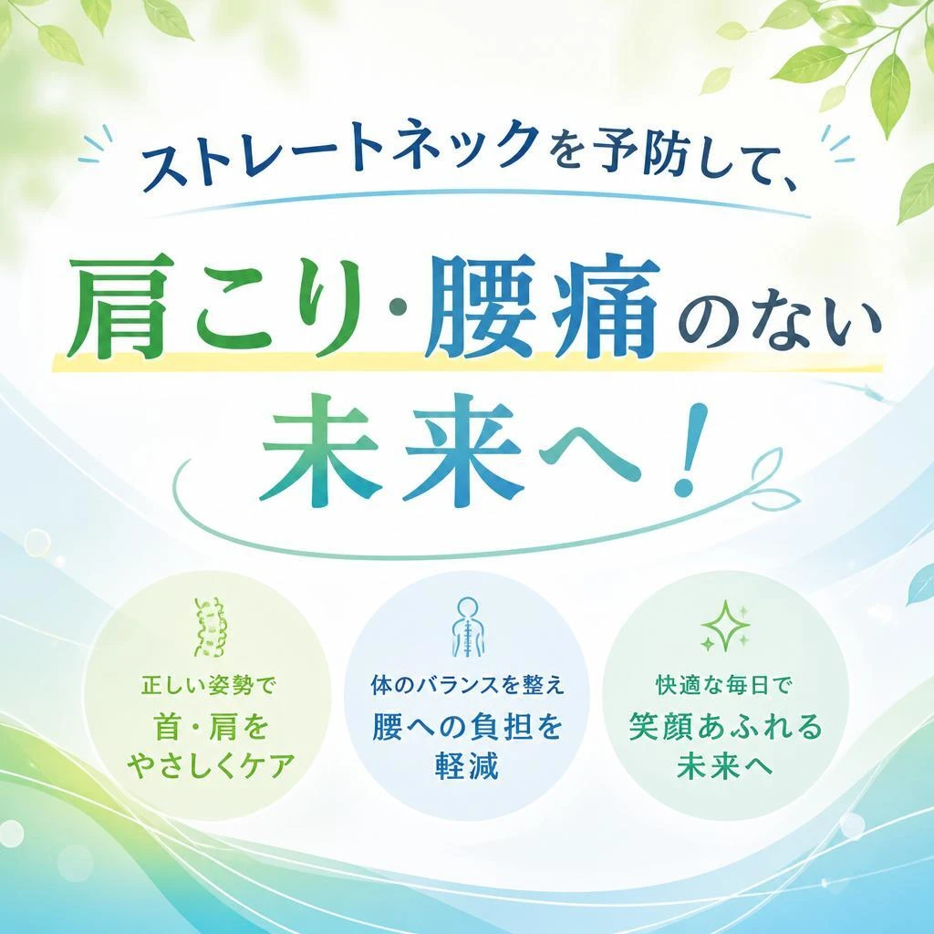 ストレートネックを予防して、肩こり・腰痛のない未来へ！