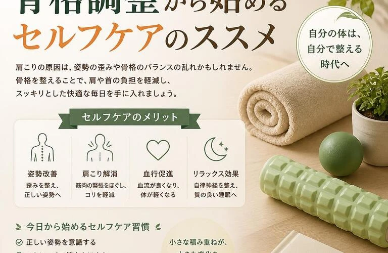 肩こりを解消し、生活の質を向上させる！骨格調整から始めるセルフケアのススメ