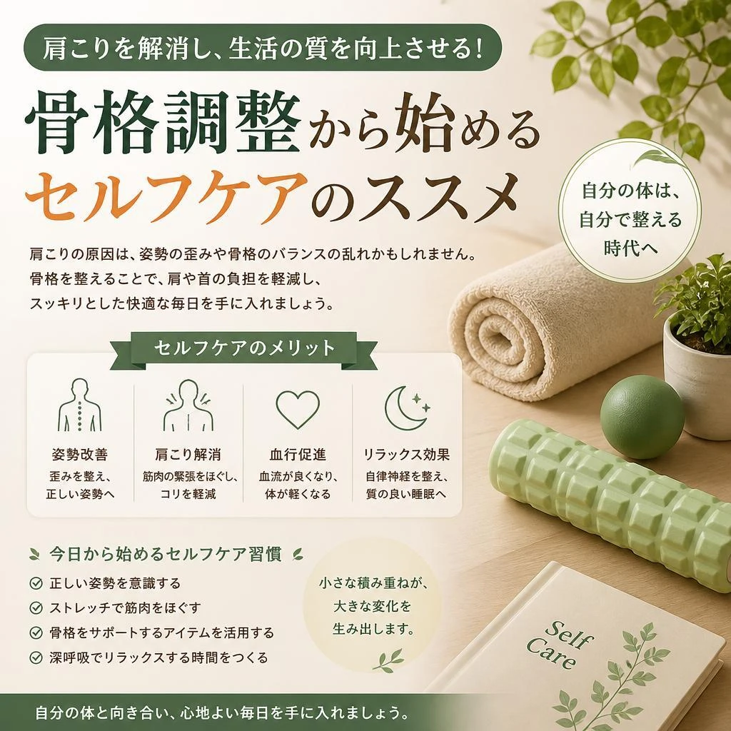 肩こりを解消し、生活の質を向上させる！骨格調整から始めるセルフケアのススメ