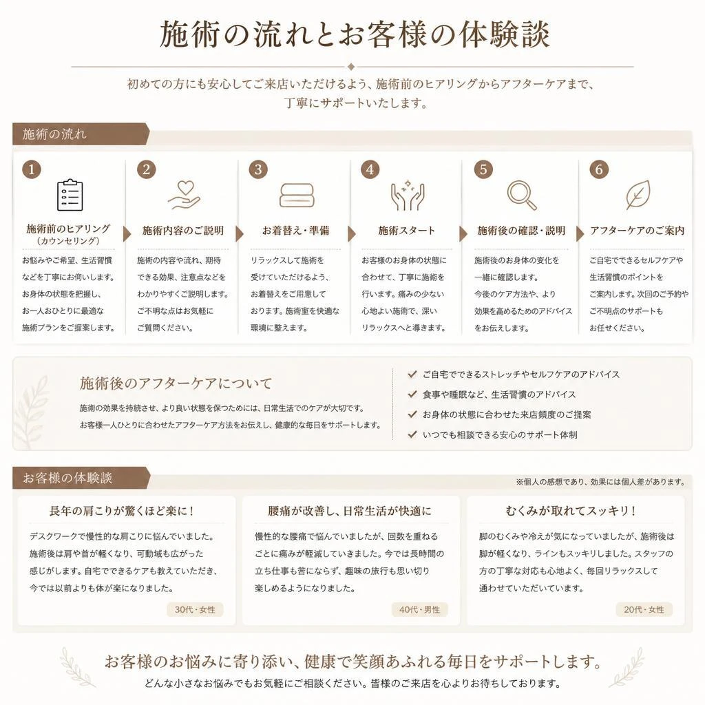 施術の流れと体験談