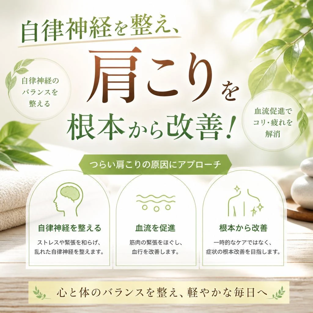 自律神経を整え、肩こりを根本から改善！