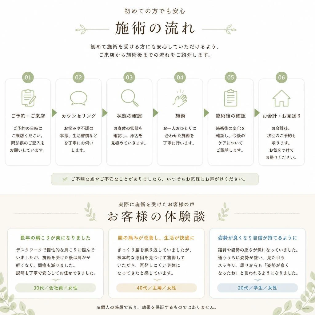 施術の流れと体験談