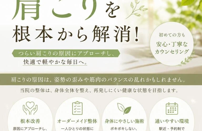 新しい整体体験で肩こりを根本から解消！