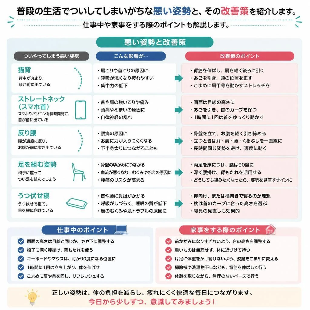 日常生活に潜む姿勢の悪習慣