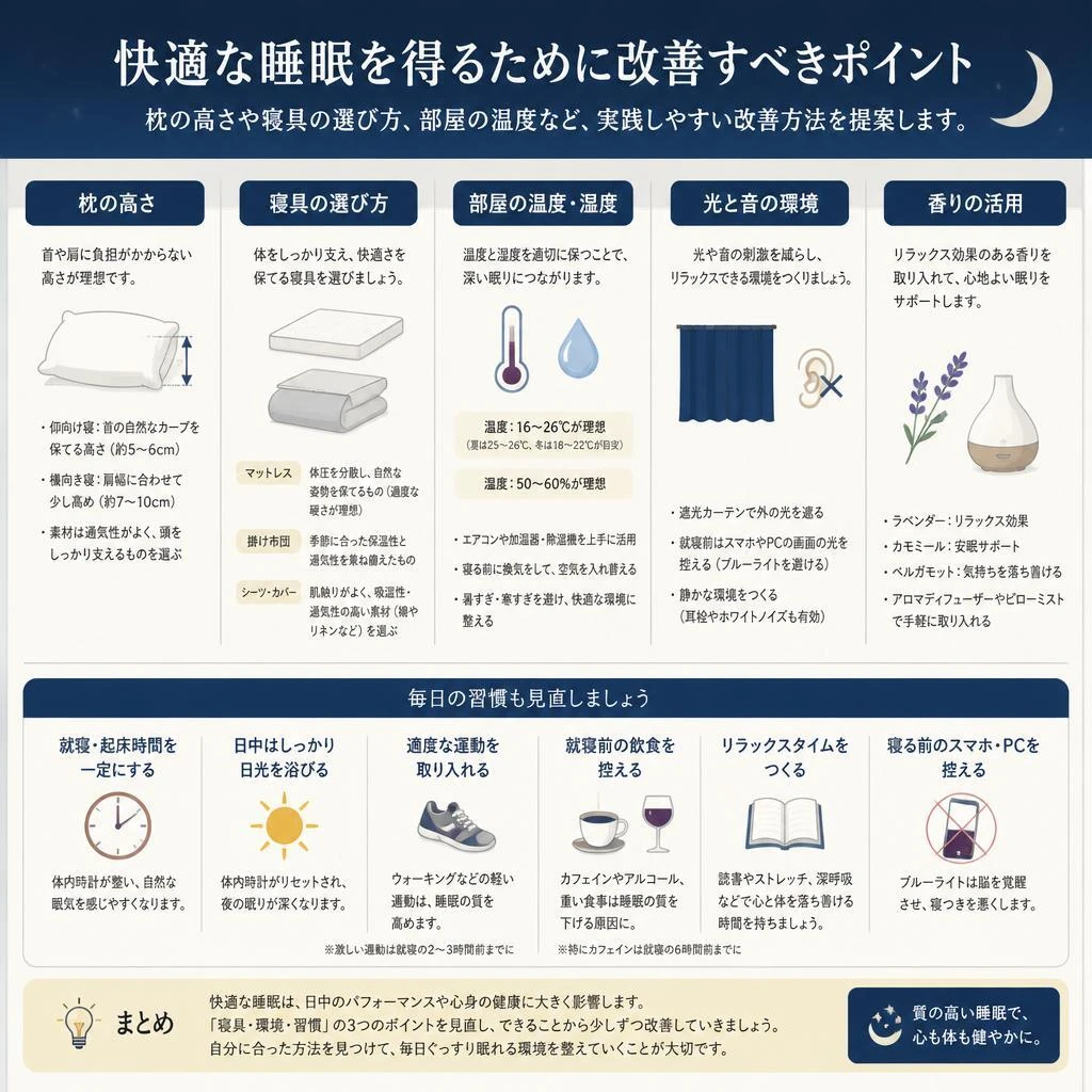 快適な睡眠のために見直すべきポイント