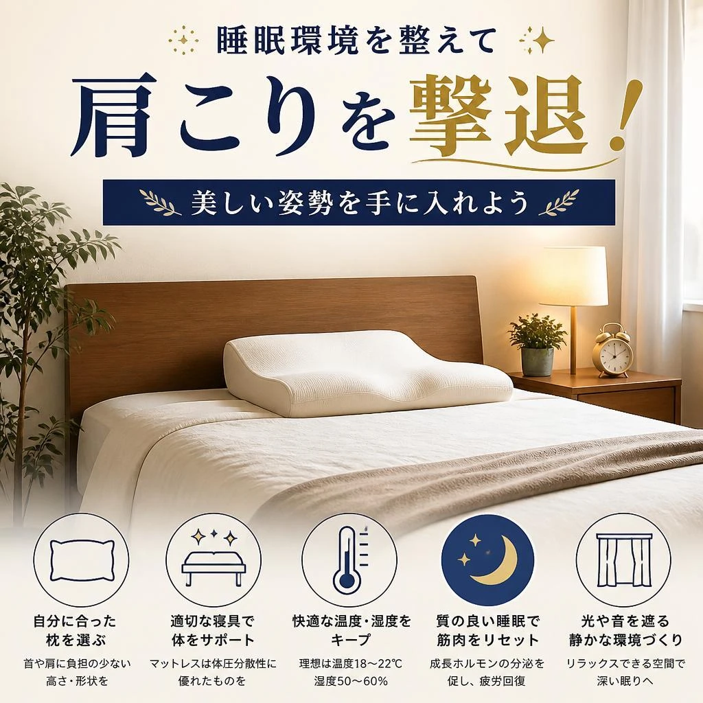 睡眠環境を整えて肩こりを撃退！美しい姿勢を手に入れよう
