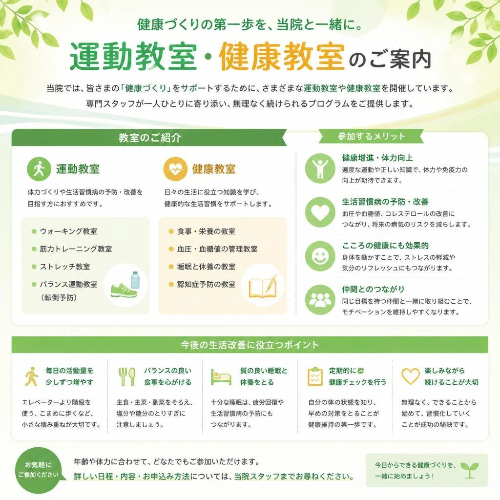 運動教室と健康教室のご紹介