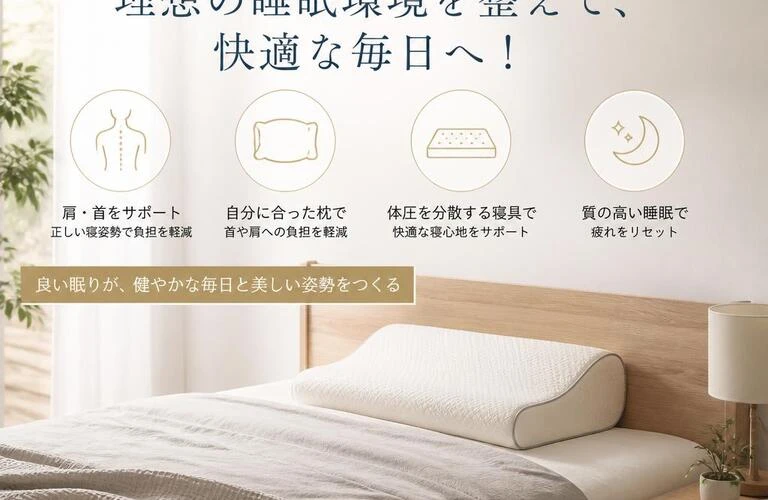 肩こりを解消し姿勢美人に！理想の睡眠環境を整えて、快適な毎日へ！