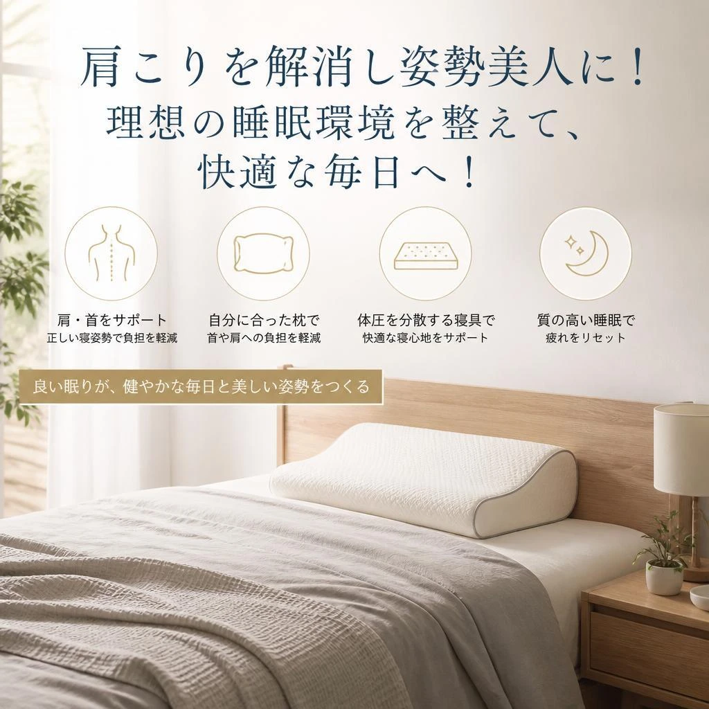 肩こりを解消し姿勢美人に！理想の睡眠環境を整えて、快適な毎日へ！