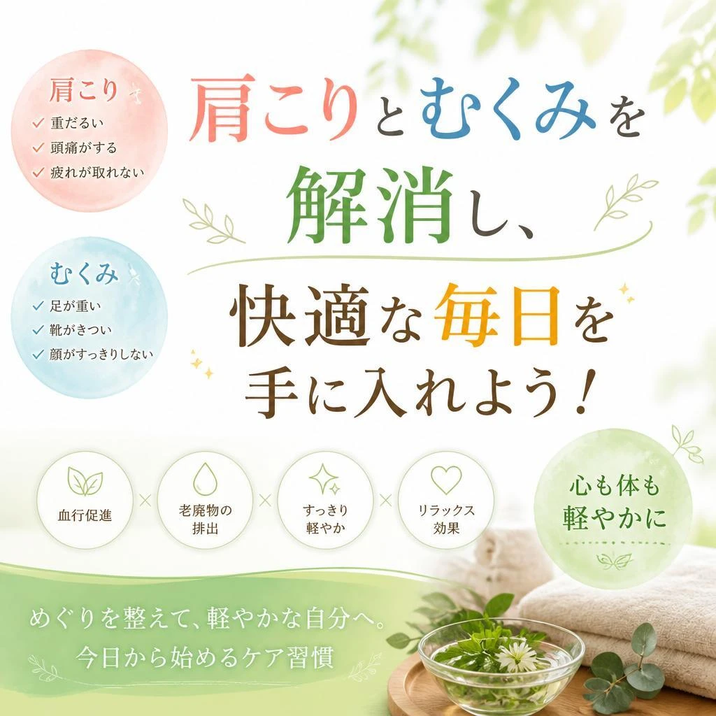 肩こりとむくみを解消し、快適な毎日を手に入れよう！