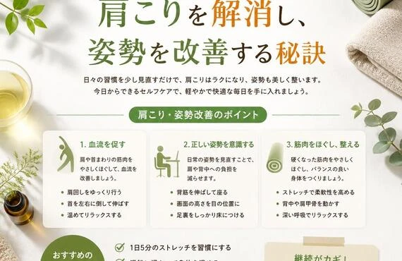自分の身体をセルフケアで守ろう！肩こりを解消し、姿勢を改善する秘訣
