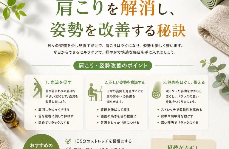 自分の身体をセルフケアで守ろう！肩こりを解消し、姿勢を改善する秘訣