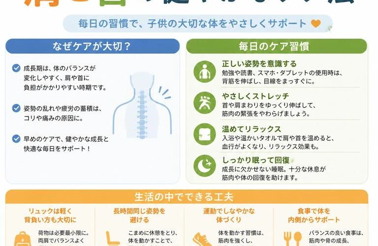 成長期の子供も守る！肩と首の健やかなケア法