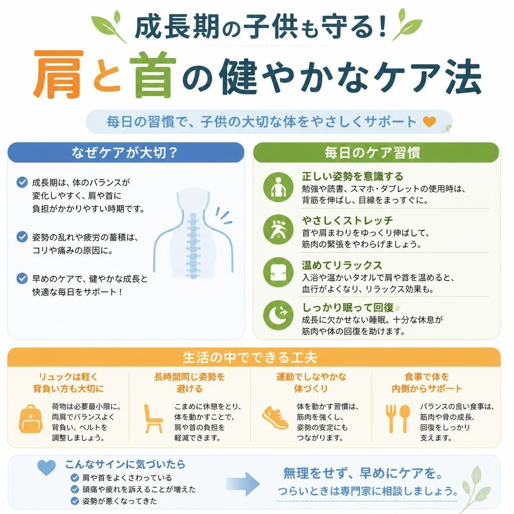 成長期の子供も守る！肩と首の健やかなケア法