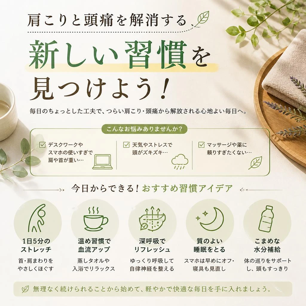 肩こりと頭痛を解消する新しい習慣を見つけよう！
