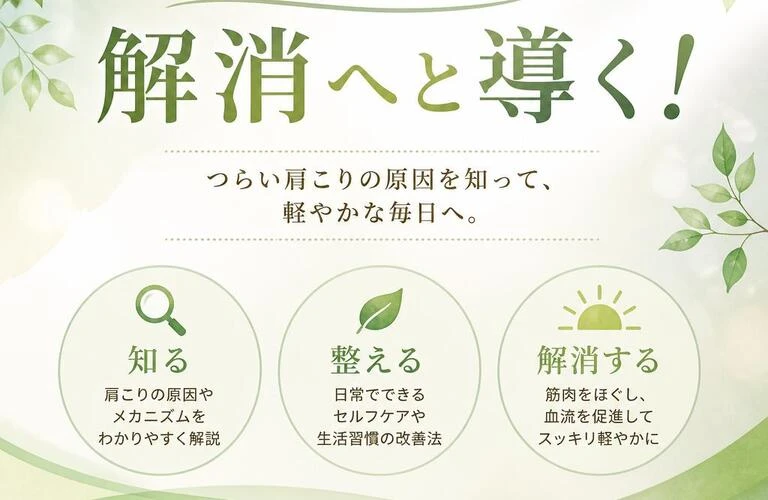 肩こりを知り、解消へと導く！