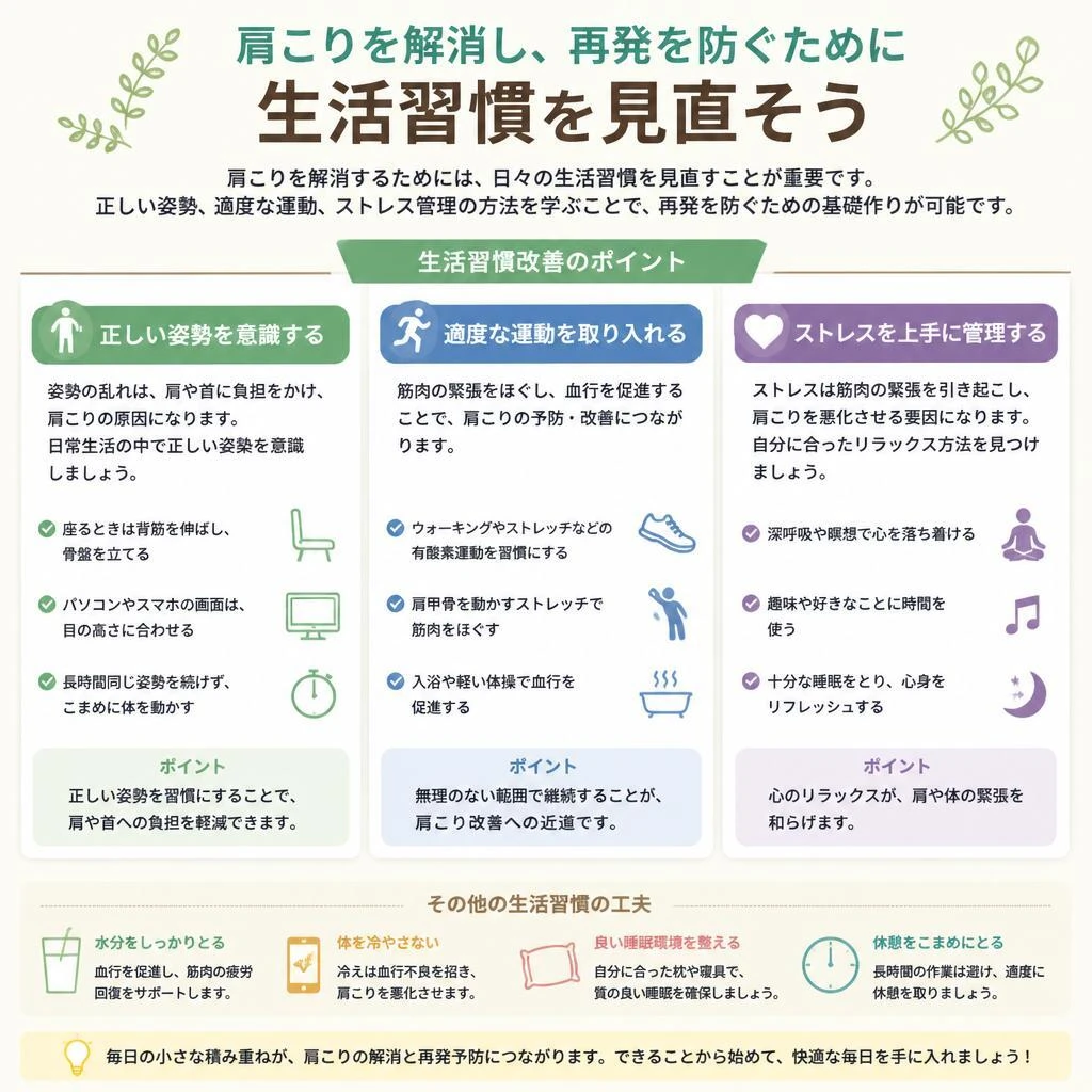 肩こり解消と生活習慣改善の関係