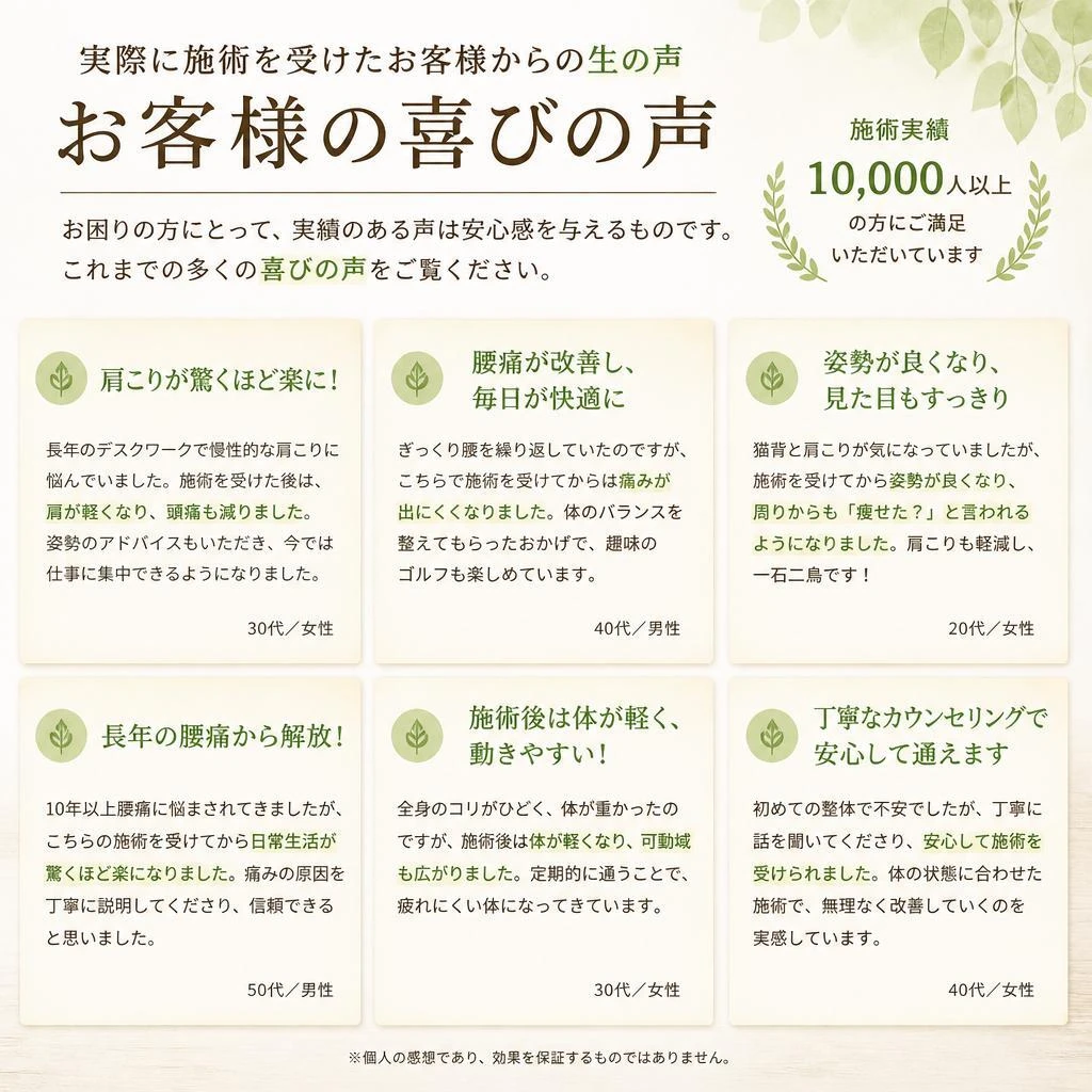 お客様の体験談