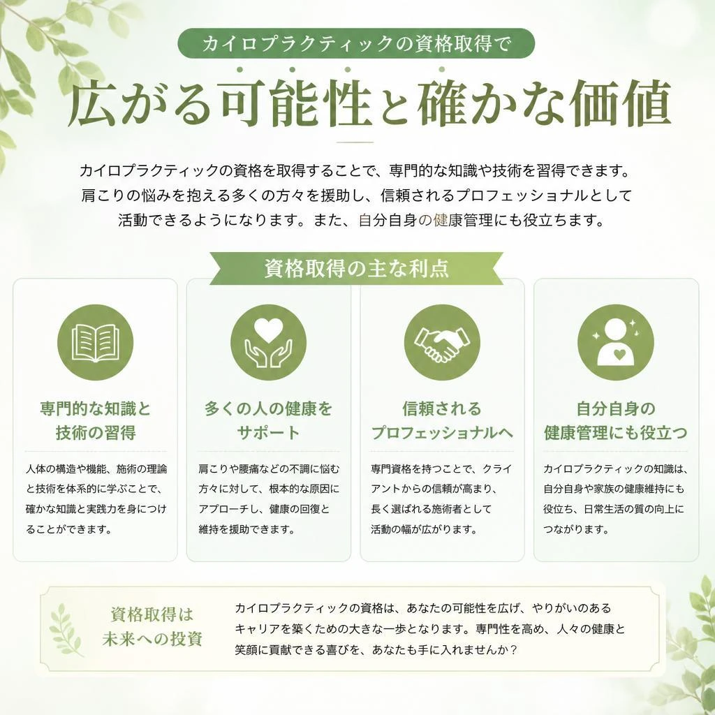 肩こり改善のための資格取得のメリット
