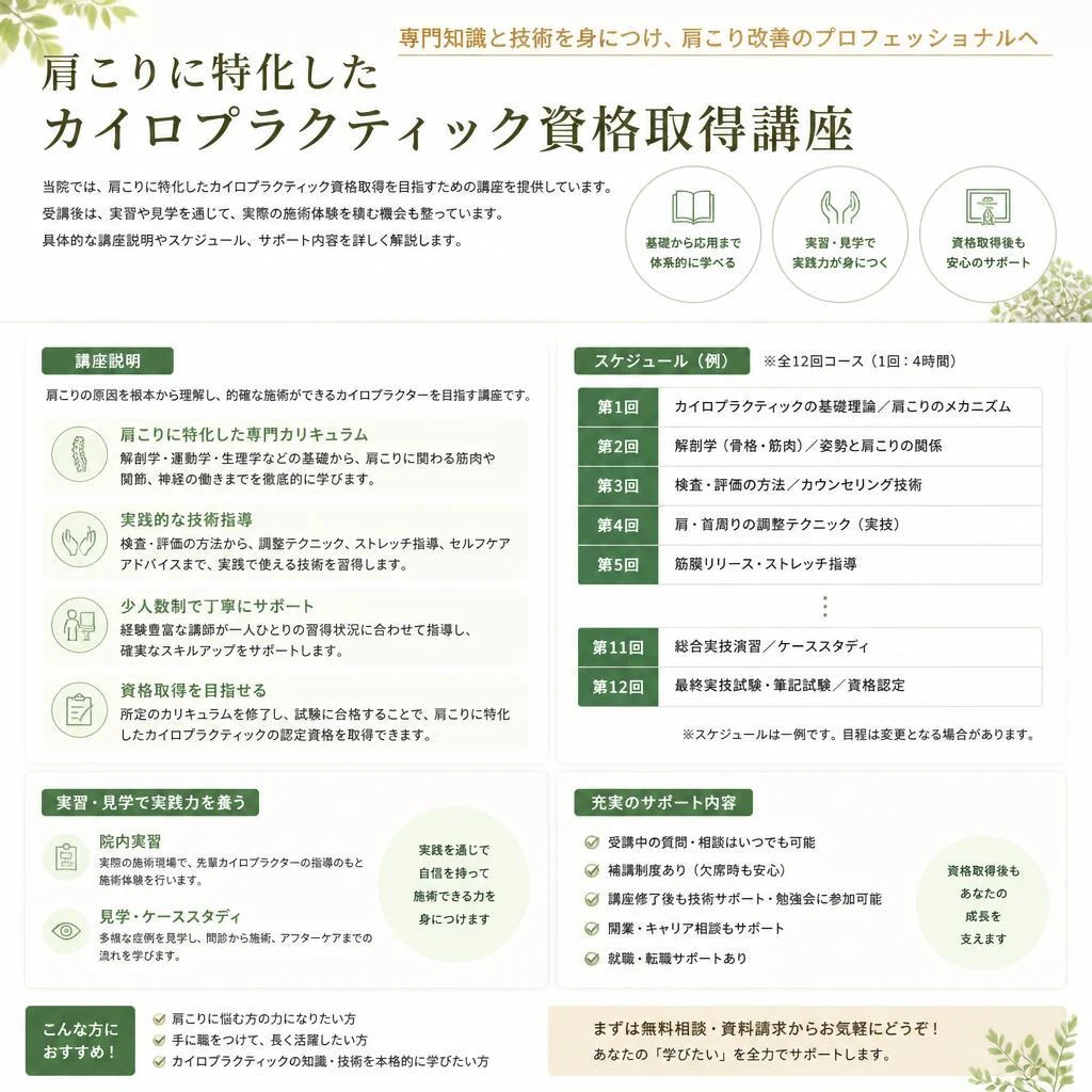 当院の講座情報とサポート体制