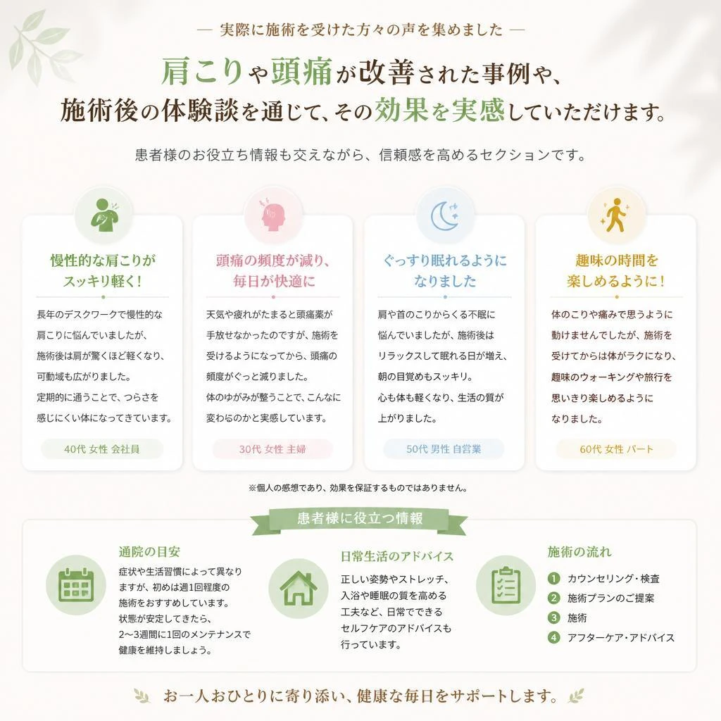 施術の体験者の声