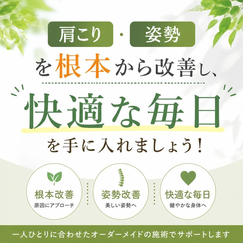 肩こり・姿勢を根本から改善し、快適な毎日を手に入れましょう！