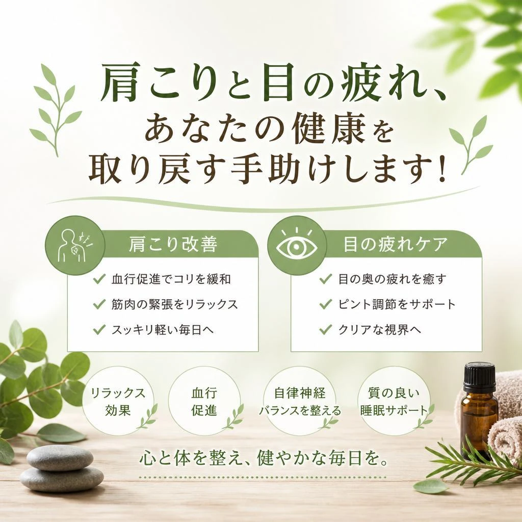 肩こりと目の疲れ、あなたの健康を取り戻す手助けします！