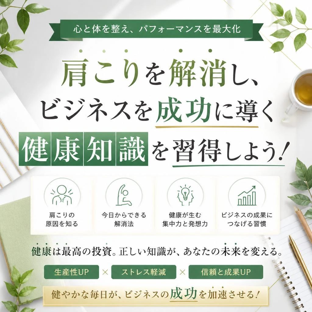 肩こりを解消し、ビジネスを成功に導く健康知識を習得しよう！