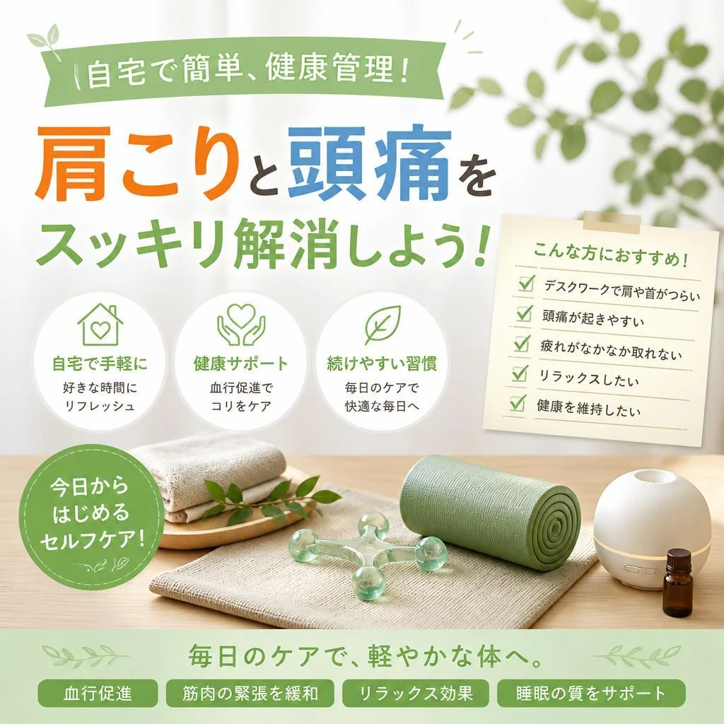 自宅で簡単、健康管理！肩こりと頭痛をスッキリ解消しよう！