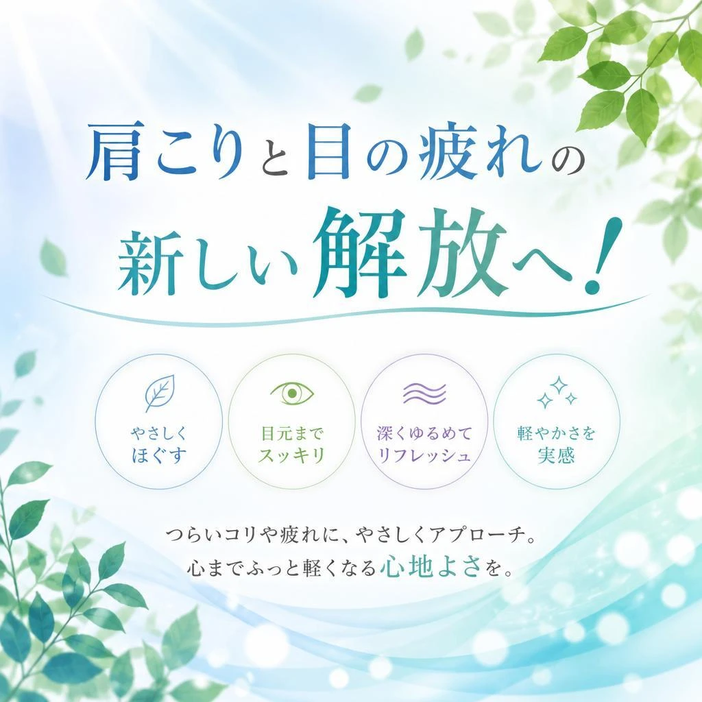 肩こりと目の疲れの新しい解放へ！