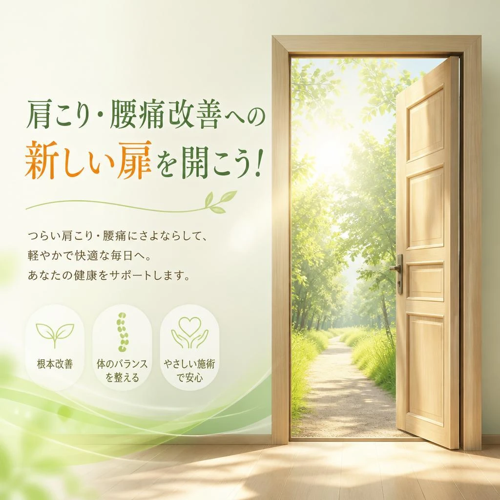 肩こり・腰痛改善への新しい扉を開こう！