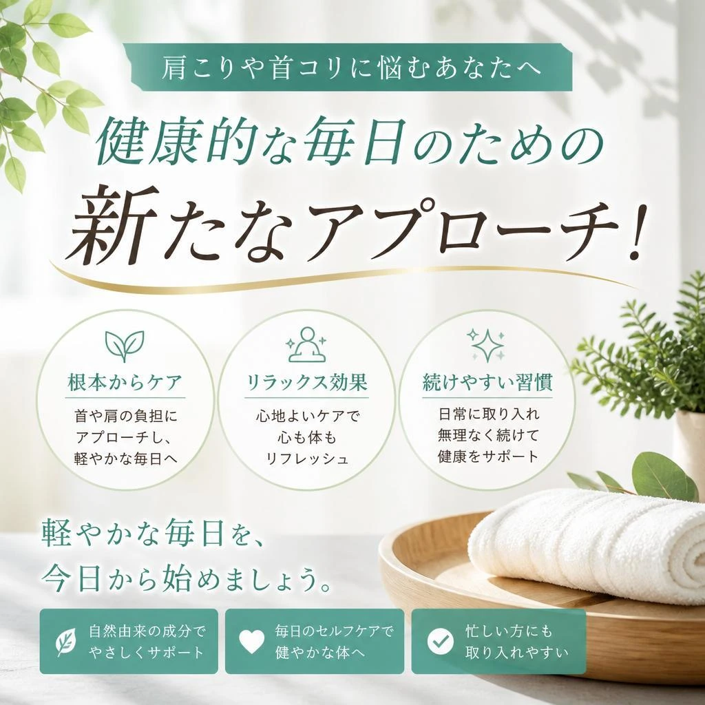 肩こりや首コリに悩むあなたへ、健康的な毎日のための新たなアプローチ！