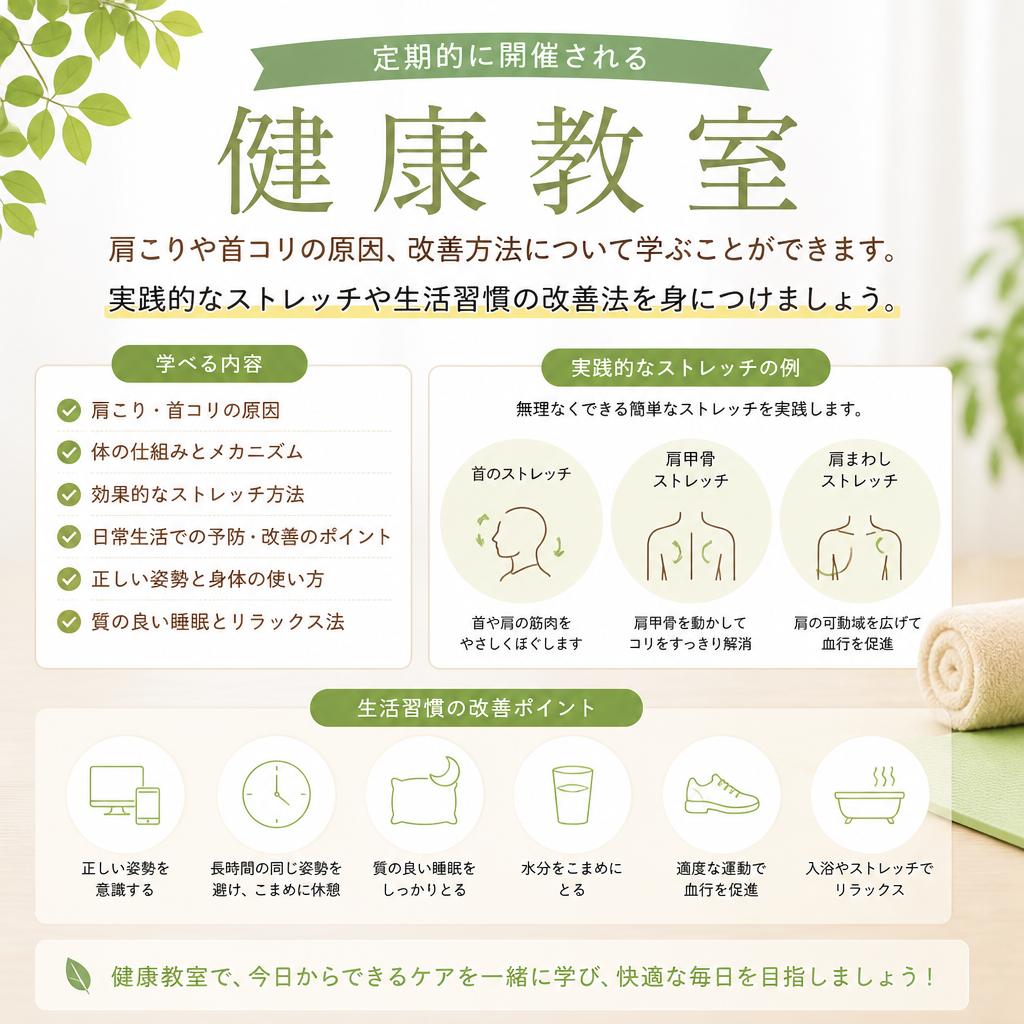 4. 健康教室で学ぶ肩こり・首コリ対策