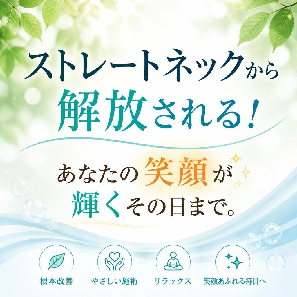 ストレートネックから解放される！あなたの笑顔が輝くその日まで。