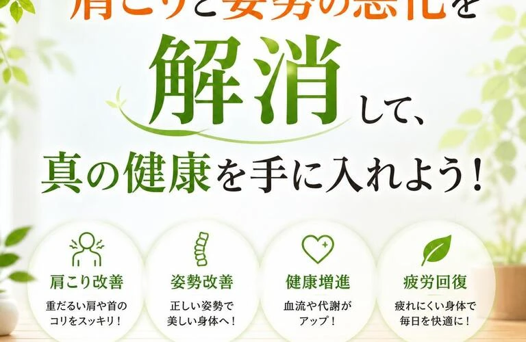 肩こりと姿勢の悪化を解消して、真の健康を手に入れよう！