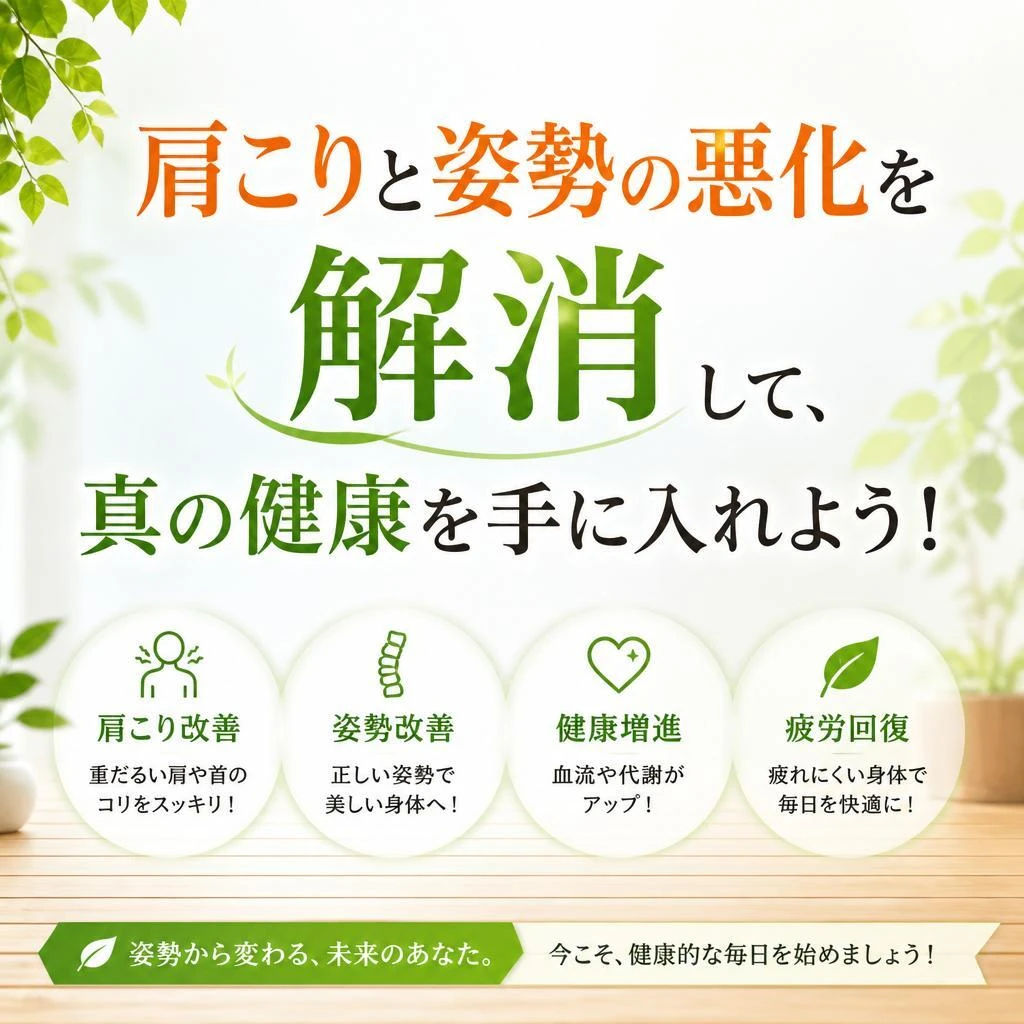 肩こりと姿勢の悪化を解消して、真の健康を手に入れよう！