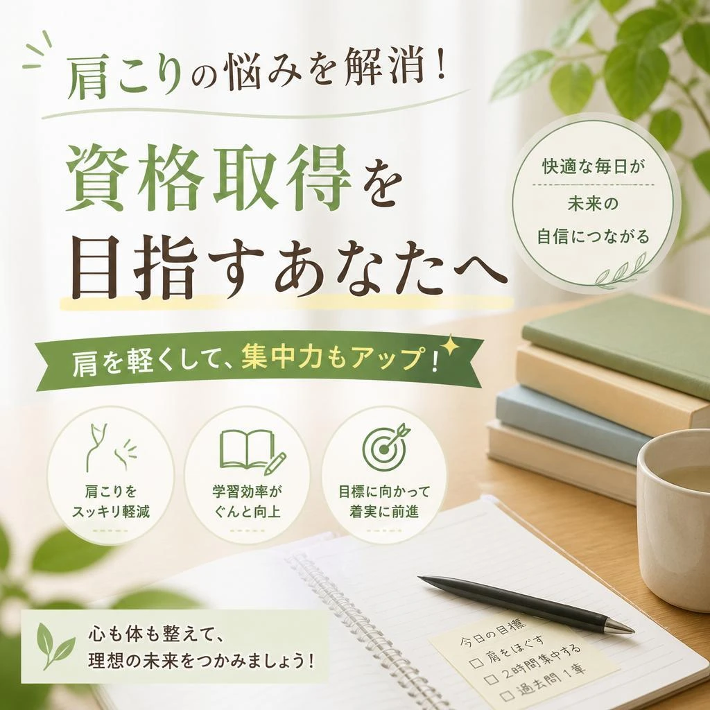 肩こりの悩みを解消！資格取得を目指すあなたへ