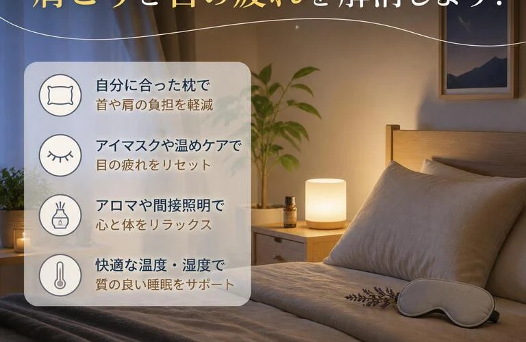 リラックスした睡眠環境で肩こりと目の疲れを解消しよう！