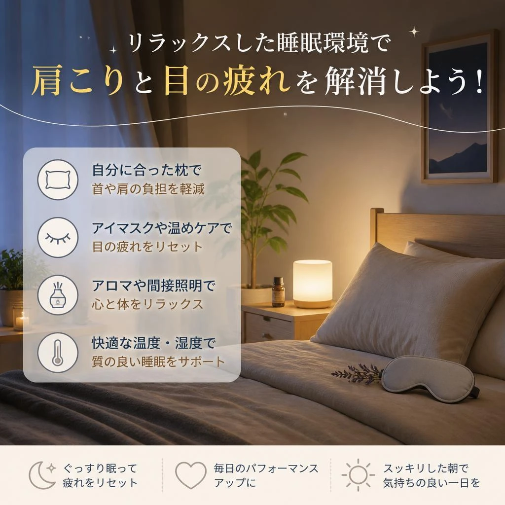 リラックスした睡眠環境で肩こりと目の疲れを解消しよう！