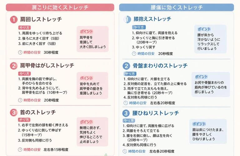 自宅でできる！肩こり・腰痛解消ストレッチ法