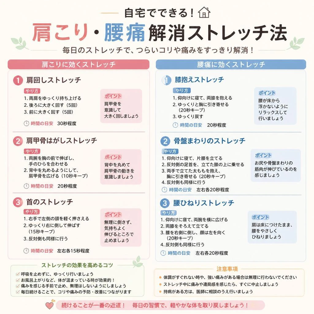 自宅でできる！肩こり・腰痛解消ストレッチ法