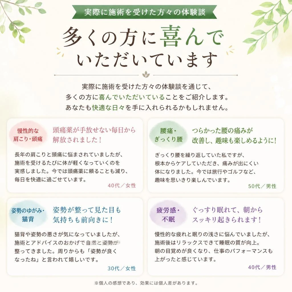 お客様の声 - 体験談